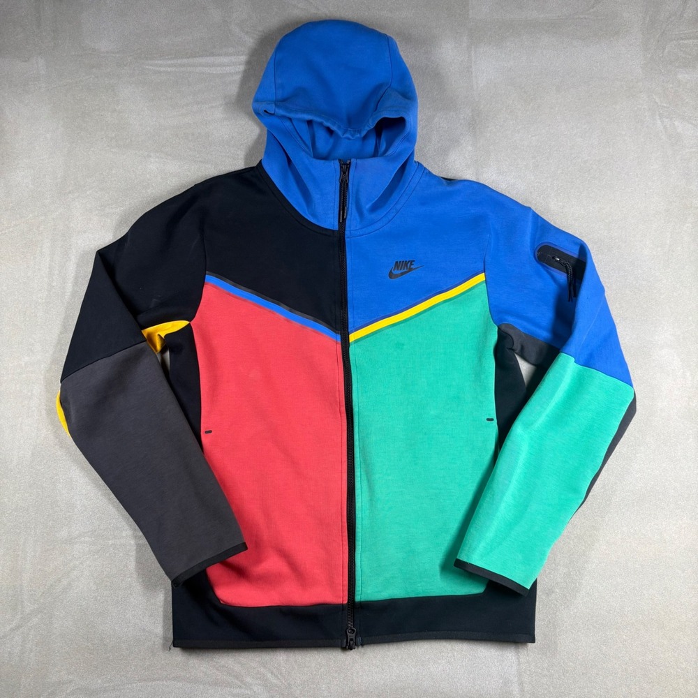 Nike Sportswear Tech Fleece Colorblock Full Zip Hoodie Mens Small Multi-Color